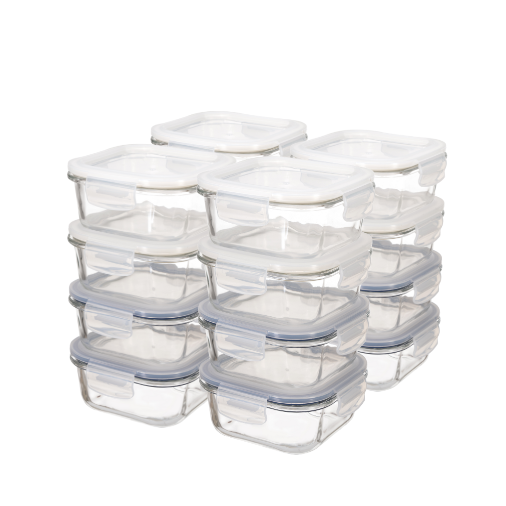 Super Lock Glass Container Square Glass Set 460ML 9510X04 Pack 16