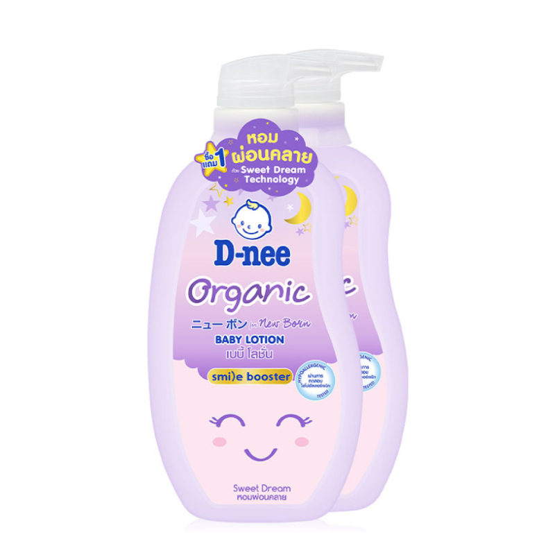 [Twin Pack] D-nee Organic Sweet Dream Baby Lotion Smile Booster 300+300ml.