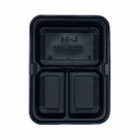 Thumbnail 1 of Matapat กล่องใส่อาหาร (L-31 ราคาประหยัด) สีดำ ฝาใส 3 ช่อง 750 ml กล่องพลาสติก เดลิเวอรี่ FoodGrade เข้าไมโครเวฟได้ (แพค 25 ชิ้น)