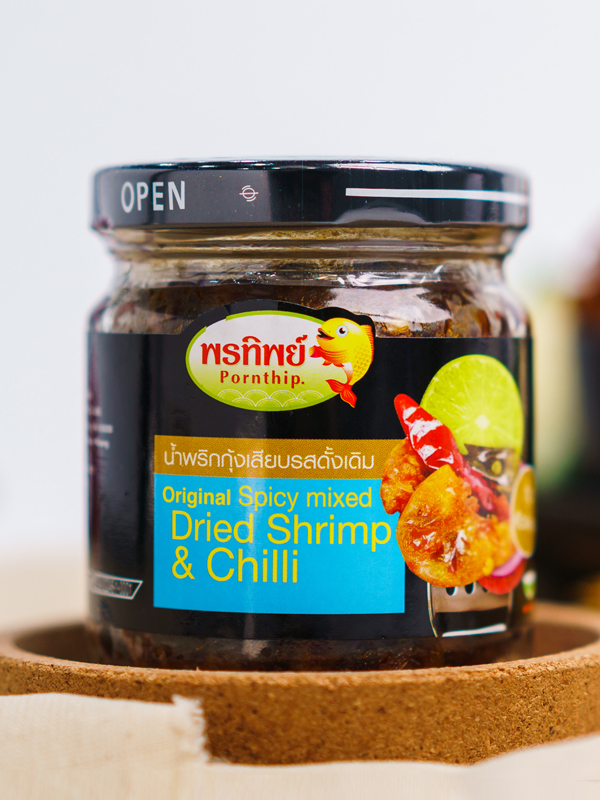 พรทิพย์ พรีเมี่ยม น้ำพริกกุ้งเสียบรสดั้งเดิมoriginal Spicy Mixed Dried Shrimp and chilli 115 กรัม