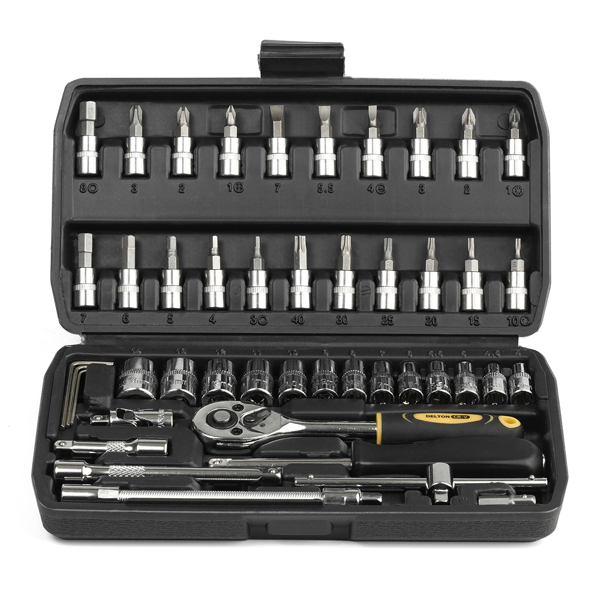 DELTON King Tools ชุดเครื่องมือ ประแจ ชุดบล็อก 46 ชิ้น แกน 1/4 นิ้ว Socket Set บล็อก ไขควง รุ่น DKT-46PCS