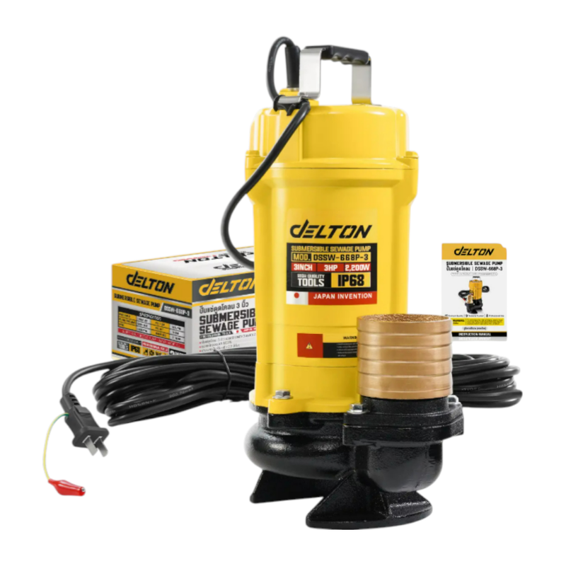 DELTON ปั๊มแช่ดูดโคลน 3 นิ้ว 2,200W 3HP มอเตอร์แกนทองแดงแท้ 100% Divo สายไฟยาวพิเศษ 10 เมตร รุ่น DSSW-668P-3 (3 นิ้ว)