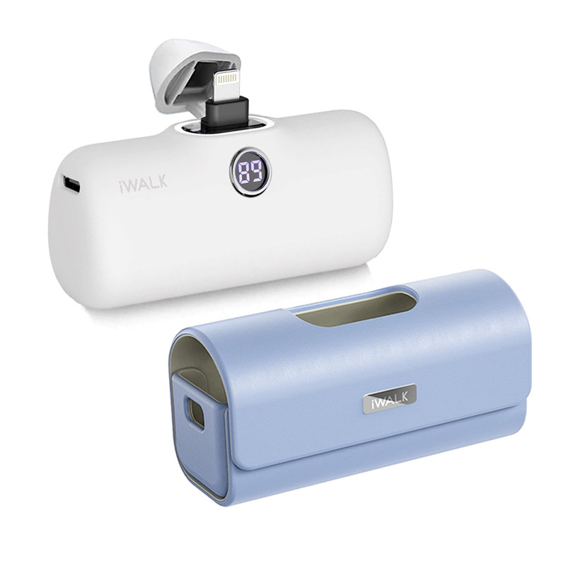 iWALK LinkPod ProPL+LinkPod Bag แบตสํารองไร้สายพร้อมกระเป๋าเคสใช้ได้กับiPhoneเกือบทุกรุ่น White-PurpleBag