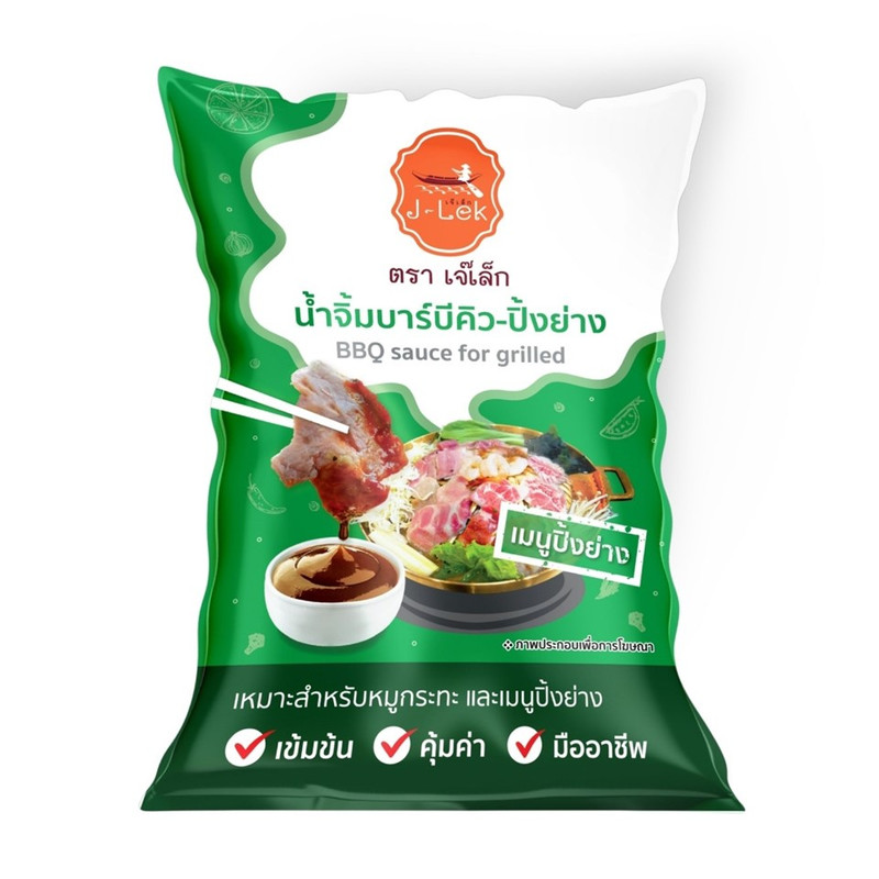 J-Lek (เจ๊เล็ก) น้ําจิ้มบาร์บีคิวปิ้งย่าง (ถุง) 1000 กรัม