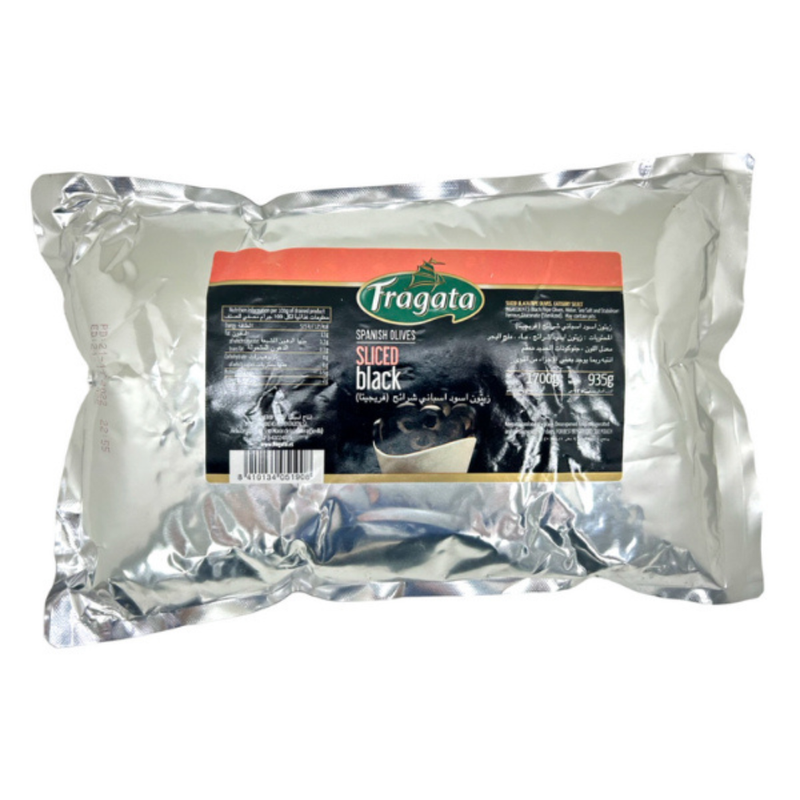 ฟรากาตา มะกอกดําสไลด์ 1700 กรัม Fragata Sliced Spanish Black Olives 1700 g.