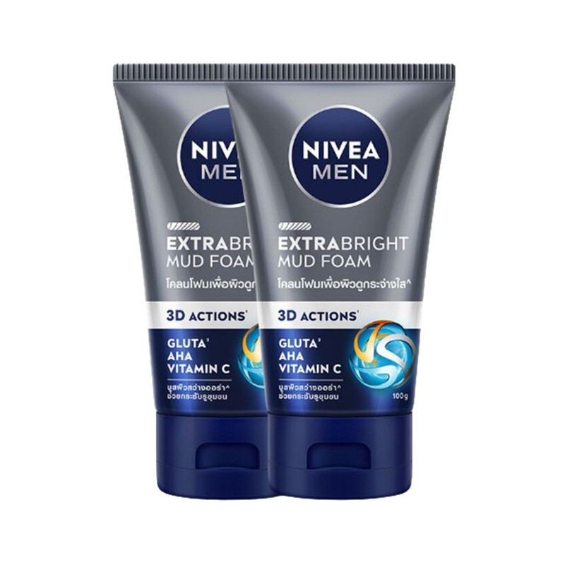 Nivea Men Extra Bright Face Mud Foam 100 G x 2