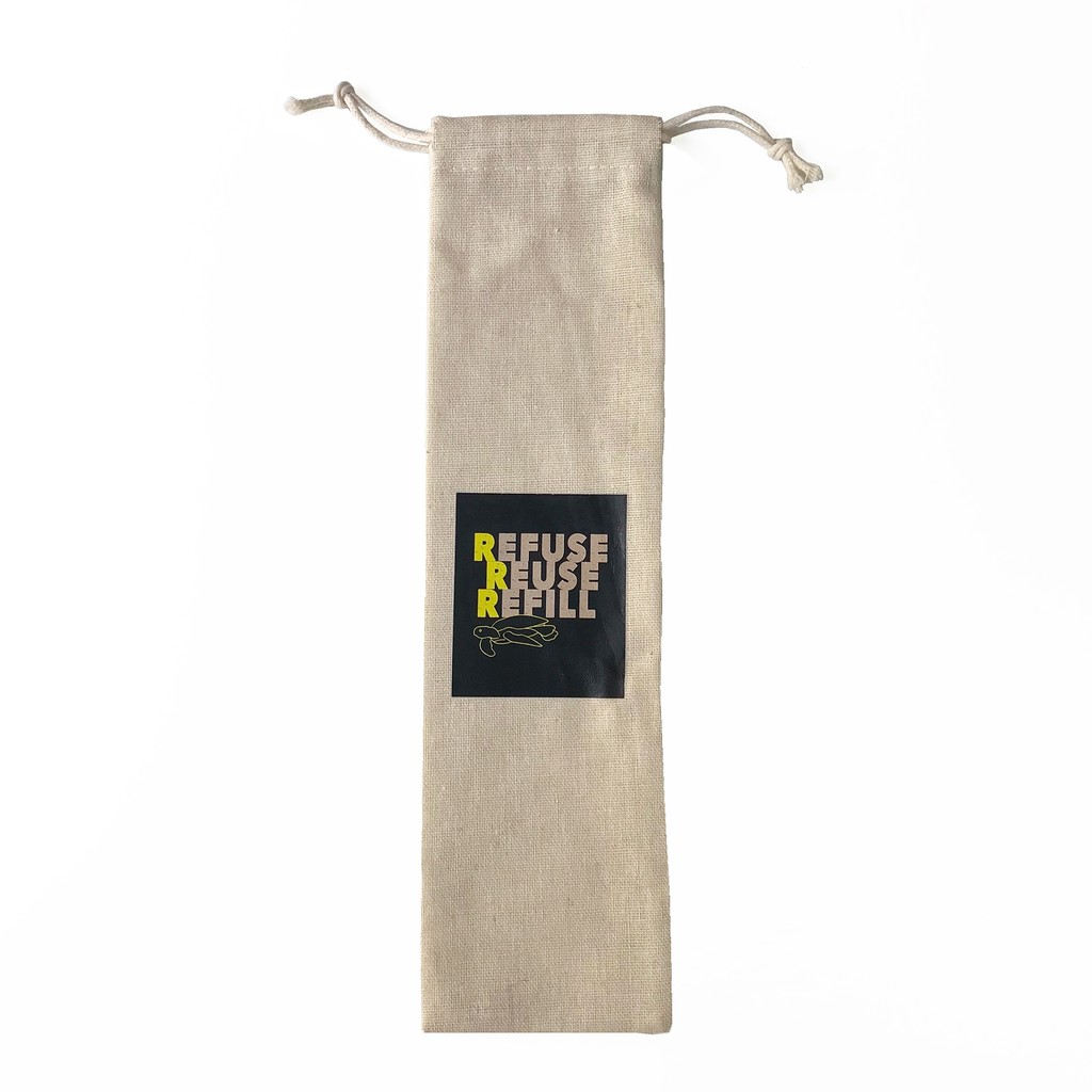 Replanetme ถุงผ้าใส่หลอดหรือช้อนส้อม Cutlery Straw Pouch (drawstring) 3r's