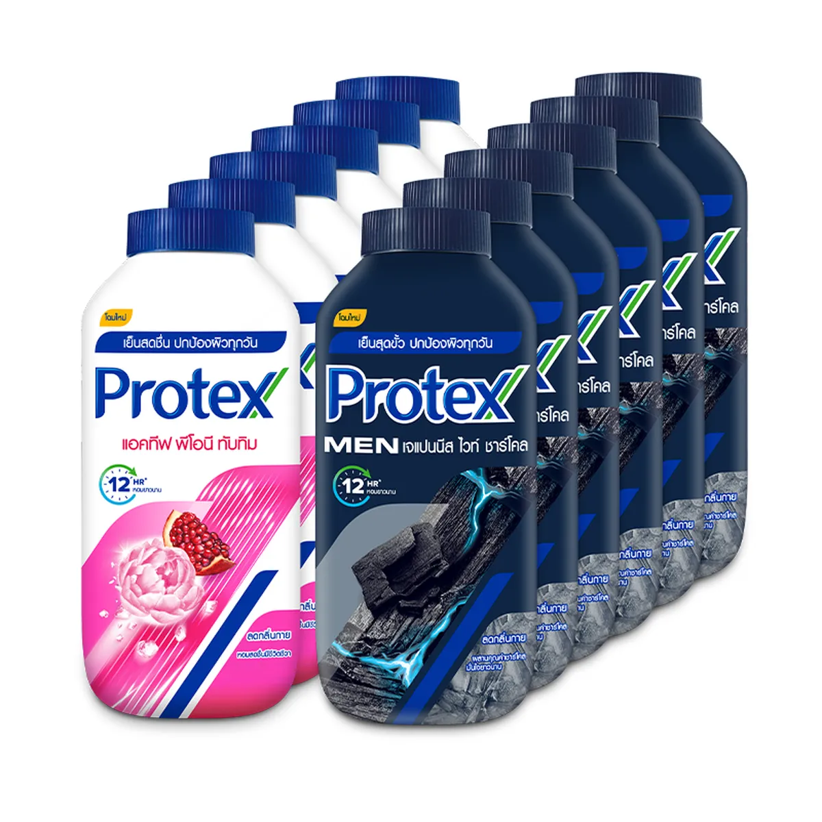 Protex Talcum Peony&Pomegranate 140g x6 + Protex Talcum Japanese White Chacoal 140g x6