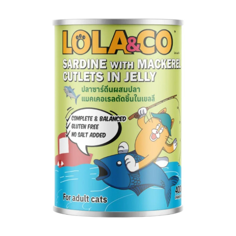 Lola & Co อาหารกระป๋องสําหรับแมว สูตร Complete and Balance ขนาด 400g LC7ปลาซาร์ดีนผสมแมค