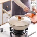 Thumbnail 4 of PINJU กระทะหินอ่อนก้นลึก non-stick (ครีม กระทะ+ฝา 24 cm.) กระทะเคลือบ กระทะก้นลึก กระทะเคลือบหินอ่อน กระทะหินอ่อน กระทะ