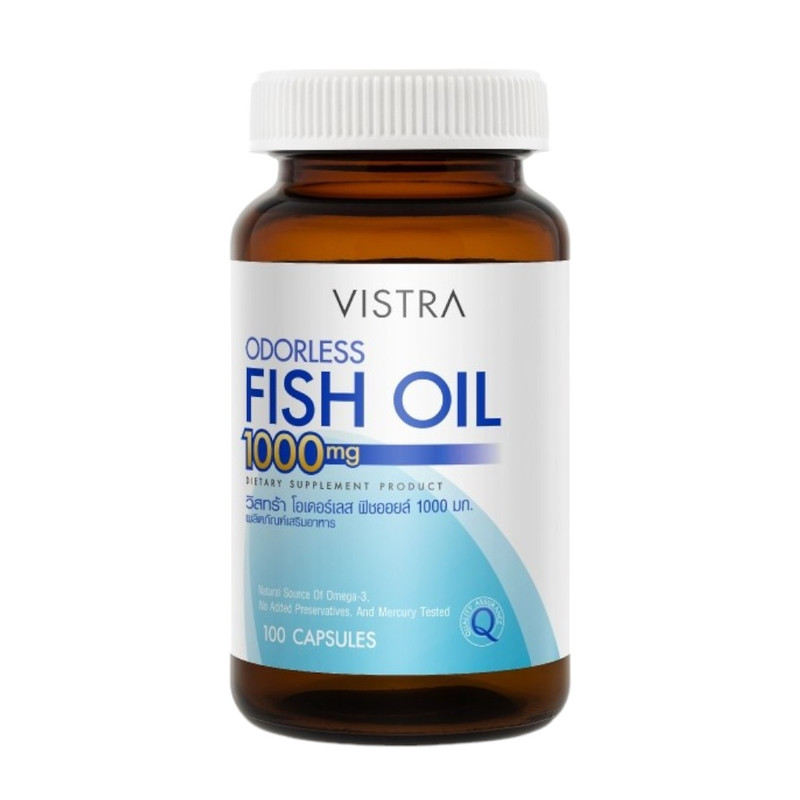 VISTRA Dietary Supplement Odorless Fish Oil 1000 mg 100 Capsules