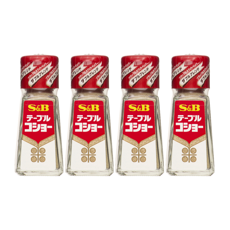 S & B Table Pepper - Table Kosho Blend of Black and White Pepper  (Made in Japan) 20g x 4 bottles