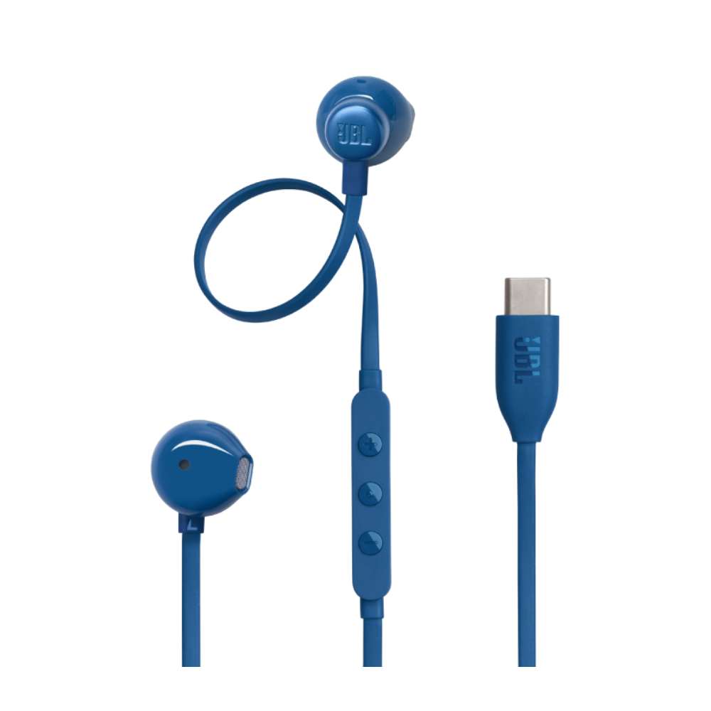 JBL Headphone Earbuds with Mic Model T305 USB-C Blue