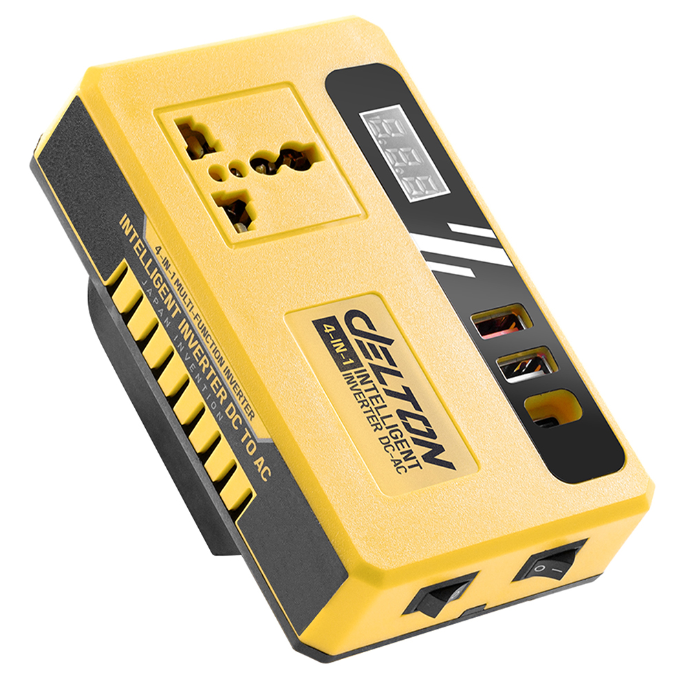 DELTON เครื่องแปลงไฟไร้สาย DC18V ถึง AC220V 150W รุ่น DC-AC150W ใช้งานร่วมกับ แบตเตอรี่ DELTON TURBO FORCE และ UltraFlex มาพร้อมแบต TB 20V 12Ah 2ก้อน