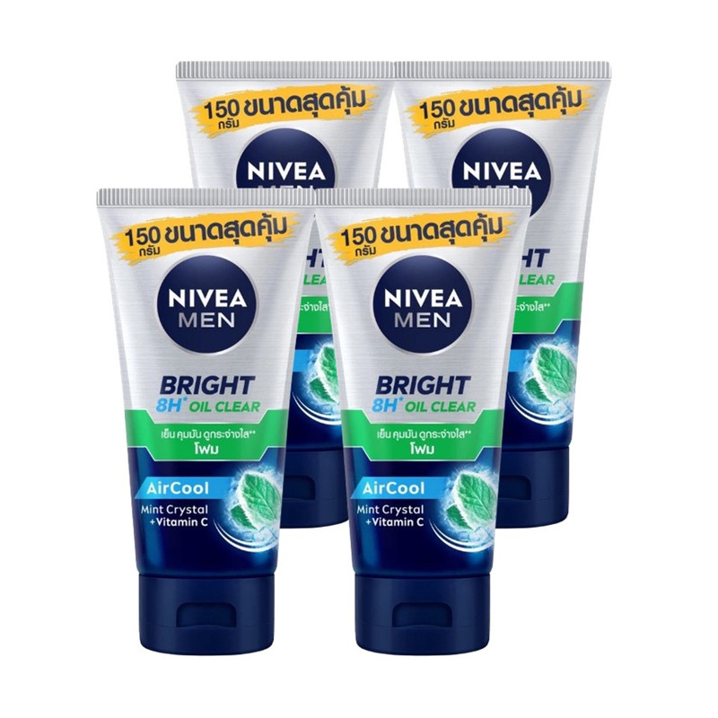 NIVEA Men Bright Oil Clear Foam 150 g. x 4