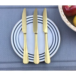 Thumbnail 2 of Twin Fish มีดคาว มีดสเต็ก มีดอาหารเช้า สีทอง 3ชิ้น/ชุด รหัส87-06YG