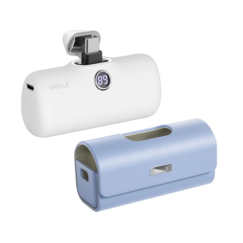 iWALK LinkPod Pro5000PC+LinkPod Bag แบตสํารองไร้สายพร้อมกระเป๋าเคสหัวชาร์จTypeCรองรับiPhone16,15 White-PurpleBag