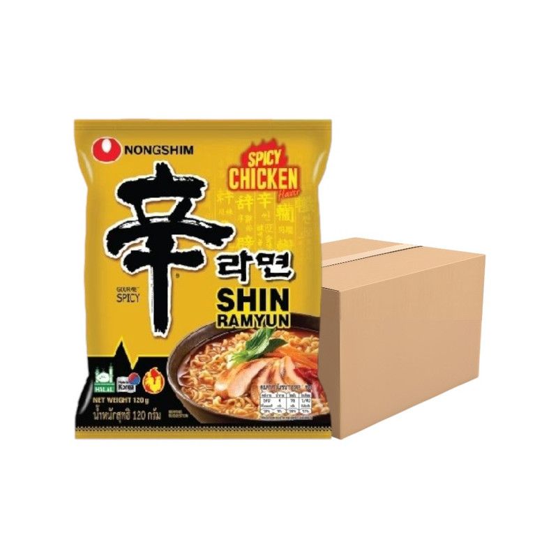 [แบบยกลัง] Nongshim shin ramyun Spicy chicken บะหมี่กึ่งสําเร็จรูปชินรามยอนสไตล์เกาหลีสไปซี่ รสไก่เผ็ด