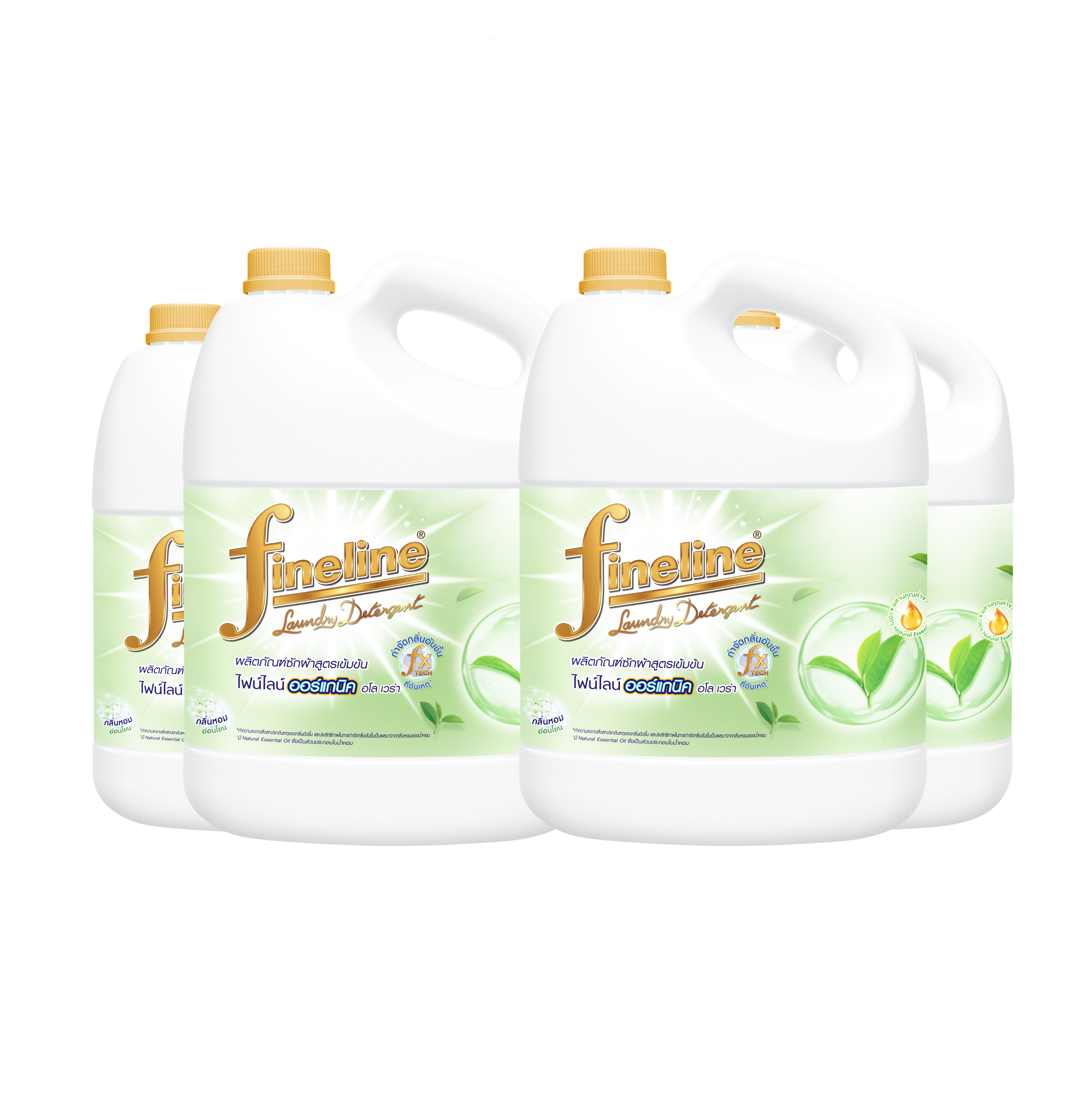 [Case] Fineline Liquid Detergent Concentrated Organic Aloe Vera 2,800ml. x4, Green