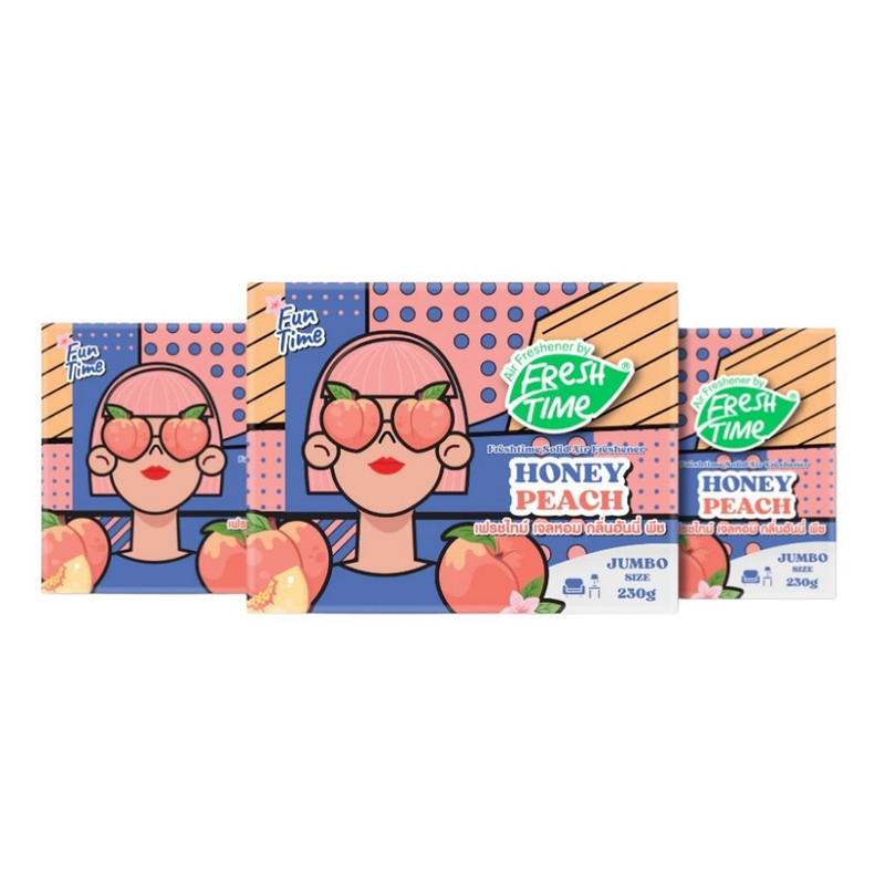 [แพ็ค3ชิ้น] Freshtime เจลหอมปรับอากาศ ดับกลิ่นเหม็น เจลปรับอากาศ หอมนาน 60 วัน กลิ่นHoney Peach ขนาด 230 กรัม