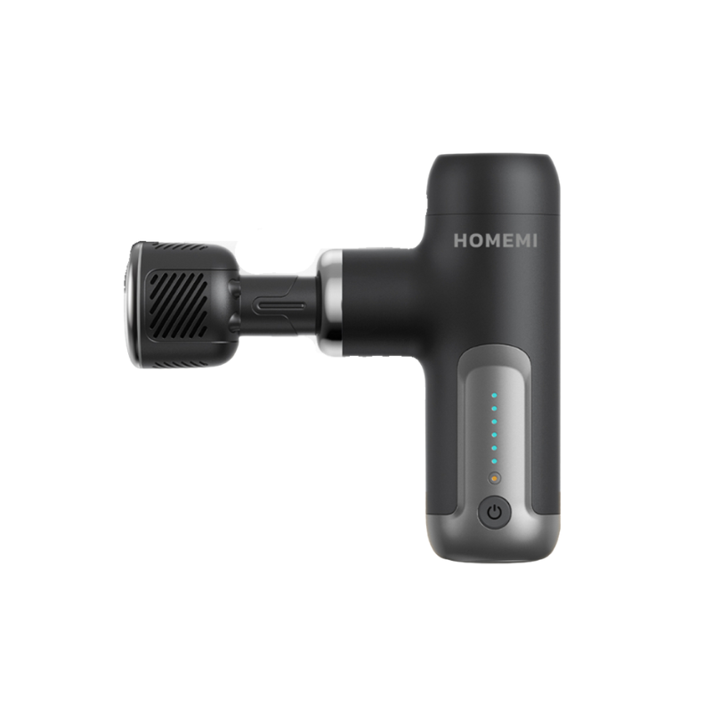 Homemi ปืนนวดพกพาไร้สาย Massager Gun รุ่น หัวธรรมดาและหัวประคบร้อน-เย็น นวดกล้ามเนื้อ นวดกดจุด ดํา-ร้อน/เย็น(40-BL)