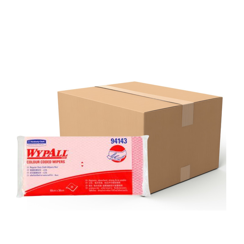 WYPALL Food Service Cleaning Wiper 60 x 30 cm Red 20 Sheets x 12