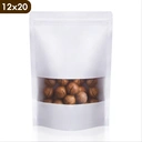 Thumbnail 1 of Matapat ถุงคราฟท์สีขาว หน้าต่างขุ่น หลังทึบ (ขาว 12x20) ตั้งได้ มีซิปล็อค White Kraft Window Zip bag ถุงขนม ซองขนม ซองใส่ชา บรรจุ 25ใบ