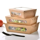 Thumbnail 2 of BIOPACK กล่องข้าว กล่องใส่อาหาร กล่องกระดาษ กล่องอาหารคราฟ มีหน้าต่าง 2 ช่อง [[ยกลัง]]