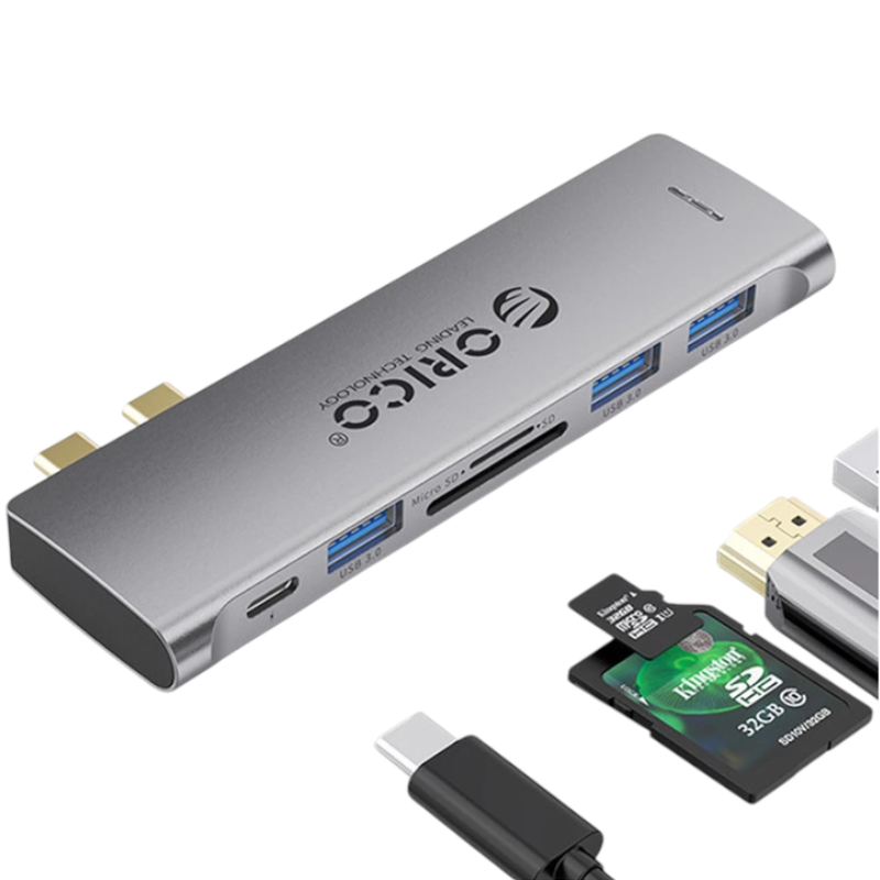 ORICO 2CT USB C HUB 5IN1 multifunction docking station โอริโก้ ฮับ USB Type-C มัลติพอร์ต 5-in-1 สีเทา / GY