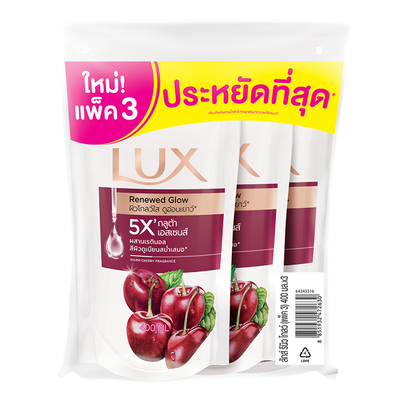 LUX Shower Cream Cherry Refill 400 ml x 3