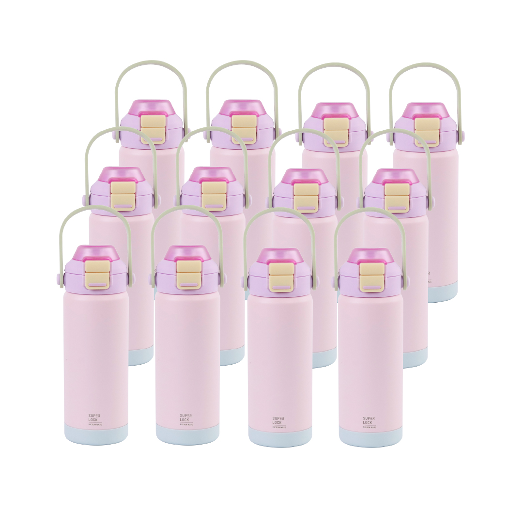 Super Lock Stainless Steel Bottle with Silicone Straw 520ml S180 Purple Pack 12