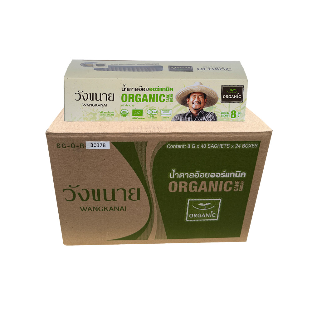 Wangkanai Organic Cane Sugar Sachets 8 G. 40 Sachets/Box x 24