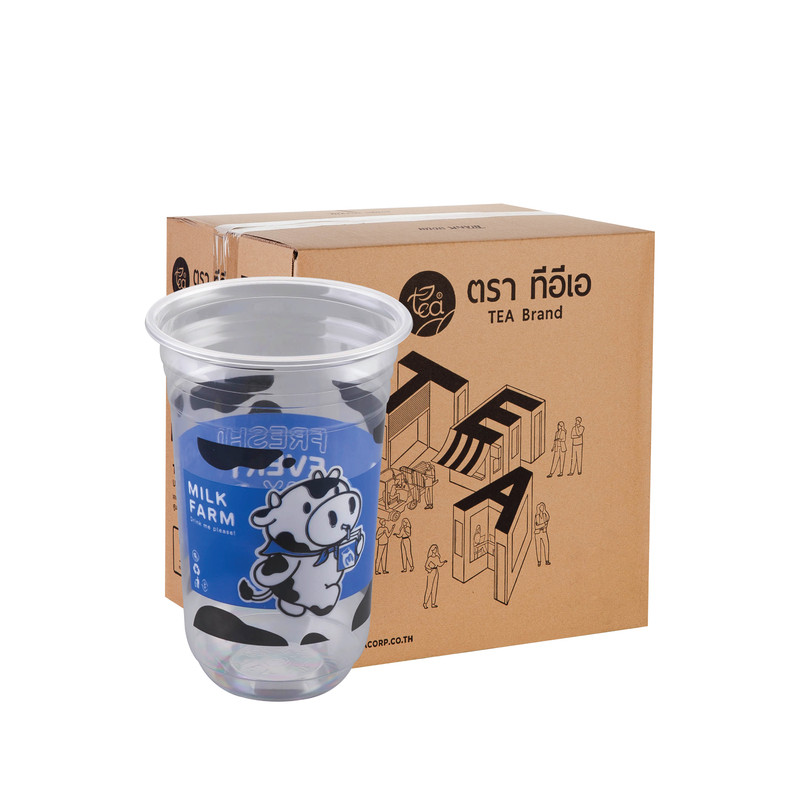 [COW22U CARTON] Plastic Bubble Tea Cup 22 oz 95 mm Capsule Shape (50 pcs/pack) x 20 Packs
