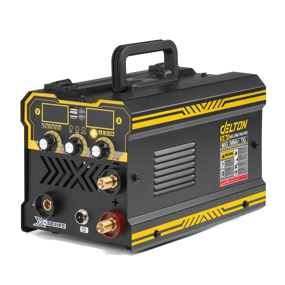 DELTON ตู้เชื่อมไฟฟ้า 3 ระบบ X-SERIES รุ่น MIG/MMA/TIG-990 พร้อมระบบ FLUX CORED, MIG, TIG LIFT และ MMA อุปกรณ์ครบชุด