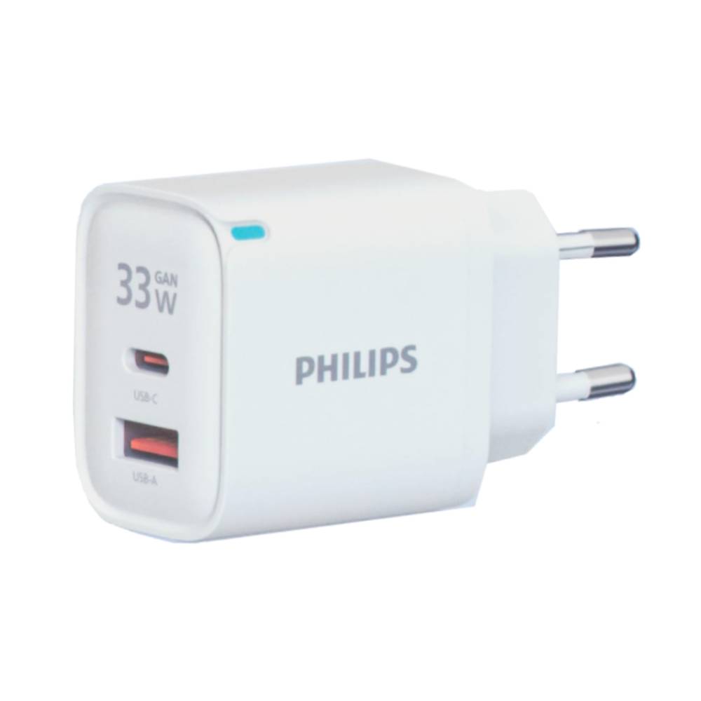 PHILIPS Wall Charger 1 USB-A / 1 USB-C 33W GaN White