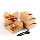 Thumbnail 2 of BIOPACK กล่องข้าว (#2 ฝาไขว้ 1300 ml,แพ็ค 50 ใบ) กล่องใส่อาหาร กล่องกระดาษ ฝาพับสี่ด้าน ฝาเกี่ยว กล่องอาหารคราฟ [[50 ใบ]]