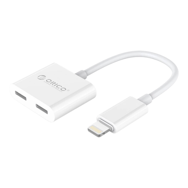 ORICO 2LT / LT2 2in1 Charging & Audio Adapter อะแดปเตอร์ตัวแปลง ไม่รองรับไมค์ เพิ่มช่องเสียบหูฟัง สีขาว / WH 2LT
