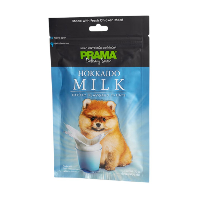 [1 ซอง] PRAMA Delicacy Snack พราม่า ขนมสุนัข รสคลาสสิค ขนาด 70 กรัม / รสนม