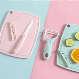 Thumbnail 2 of Bechef มีดเซรามิคพร้อมเขียง สีพาสเทล 3 ชิ้น ที่ปอกผลไม้ มีด เขียง ปลอกผลไม้ มีดปลอกเปลือก ส่งตรงจากโรงงาน