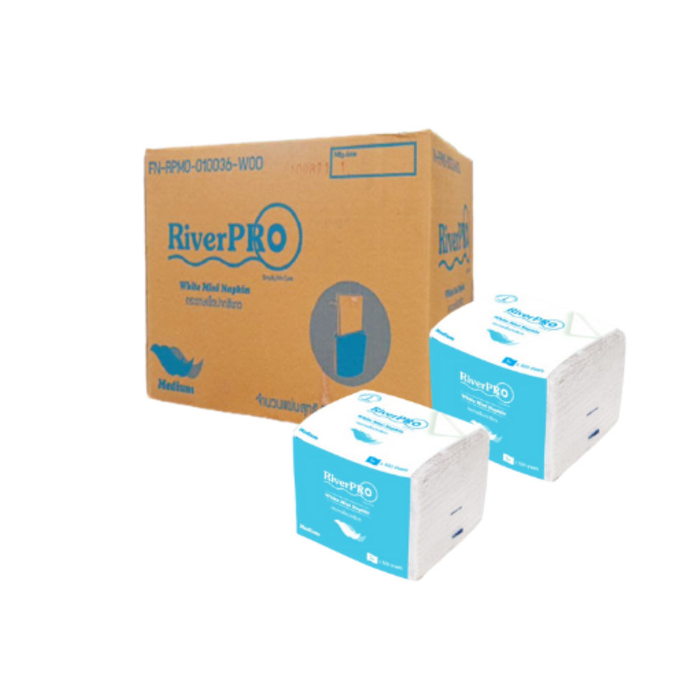 กระดาษเช็ดปาก Riverpro แน๊ปกิ้น สีขาว 500แผ่น*36ห่อ ยกลัง | Makro PRO