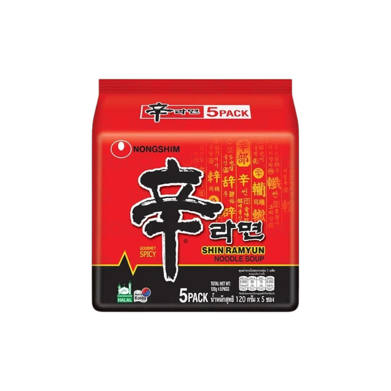 Shin Ramyun ชินรามยอน นู้ดเดิ้ล ซุป (บะหมี่กึ่งสำเร็จรูปพร้อมซองเครื่องปรุงรสเผ็ด)