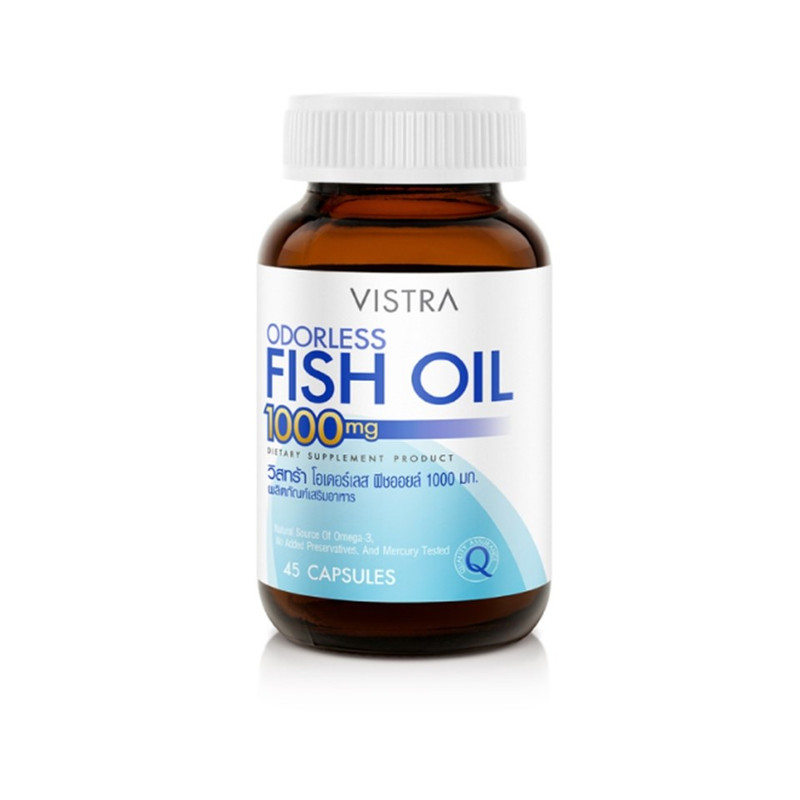 VISTRA Dietary Supplement Odorless Fish Oil 1000 mg 45 Capsules