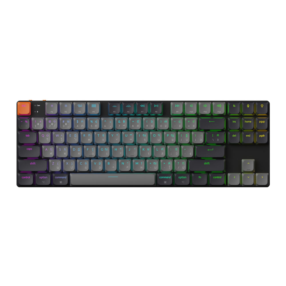 KEYCHRON WIRELESS KEYBOARD (คีย์บอร์ดไร้สาย) K1X QMK/VIA RGB EN/TH - BLACK (K1X-H-TH) BROWN SWITCH