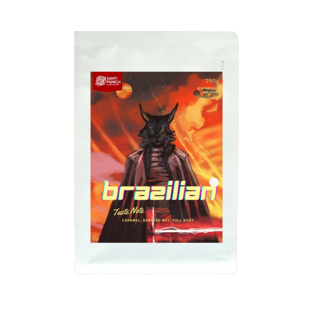 SANTIPANICH เมล็ดกาแฟคั่วแท้ Brazilian (คั่วกลาง) ไม่บด 250 กรัม