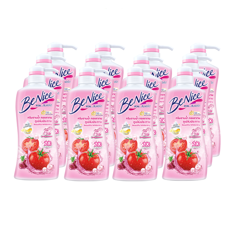 [Case] BeNice Beautiful Whitening Shower Cream 400ml.  x12, Pink