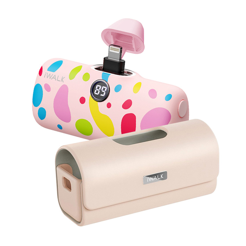 iWALK LinkPod ProPL+LinkPod Bag แบตสํารองไร้สายพร้อมกระเป๋าเคสใช้ได้กับiPhoneเกือบทุกรุ่น Pink-Candy-PinkBag