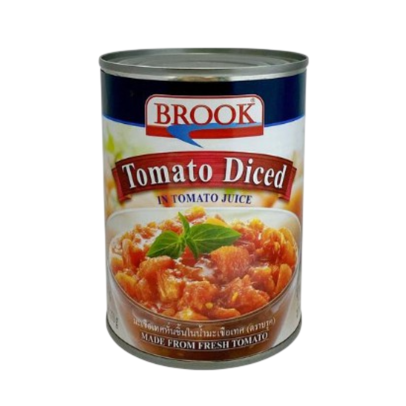 บรูค มะเขือเทศหั่นชิ้นในน้ํามะเขือเทศ 565 กรัม Brook Tomato Diced in Tomato Juice 565 g.