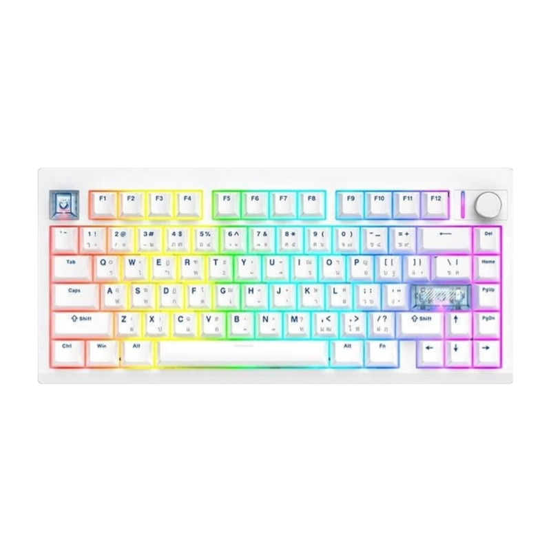WIRELESS KEYBOARD (คีย์บอร์ดไร้สาย) FANTECH MK921 MAXFIT8 - QMK/VIA RGB EN/TH WHITE BROWN SWITCH