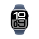 Thumbnail 1 of Apple Watch Series 10 GPS 46mm Silver Aluminium Case with Denim Sport Band - S/M