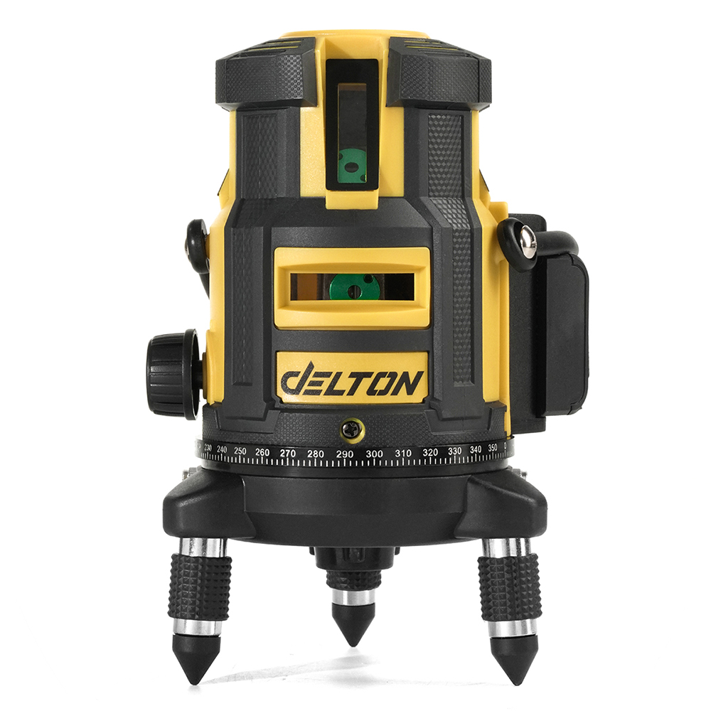 DELTON เครื่องวัดระดับเลเซอร์ 5 เส้น 360 องศา แสงสีเขียว รุ่นใหม่! DXR-5G แถมฟรี!! แบตเตอรี่ 2 ก้อน พร้อมขาตั้งวัดระดับ
